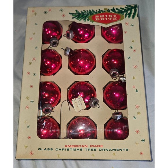 Shiny Brite Mercury Glass 72 Ornaments Pink Fuchsia Pastel Original Box 1960s - Picture 5 of 16